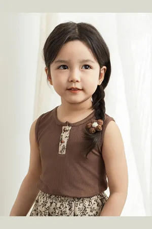 LULU & SKY Girls Ribbed Henley Tank Top
