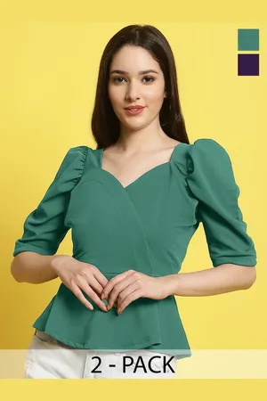 Metronaut Women Pack Of 2 Sweetheart Neck Crop Top
