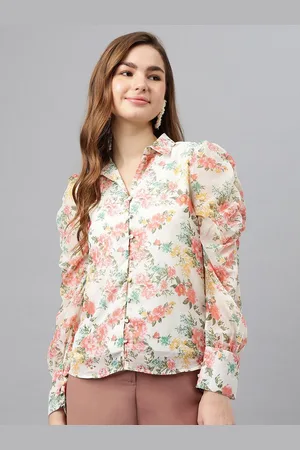 Latin Quarters Women Floral Printed Puff Sleeves Casual Shirt