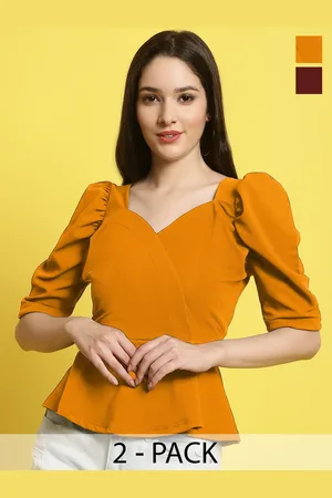 Metronaut Women Pack Of 2 Sweetheart Neck Peplum Top
