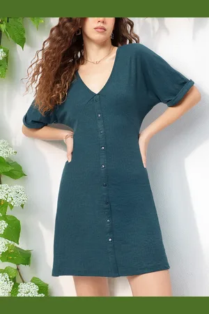 DressBerry Elevated Casuals Rib Knit Empire Mini Dress