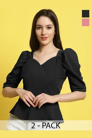 Metronaut Womens - Pack Of 2 Sweetheart Neck Crop Top