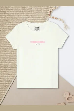 Max Collection Girls Typography Printed Round Neck Cotton T-shirt