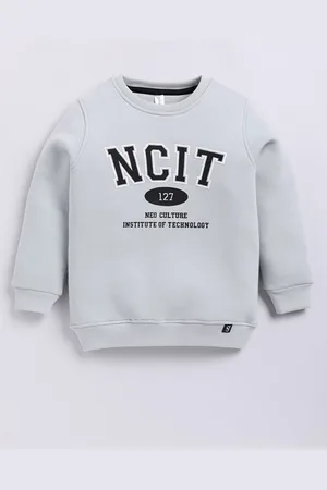 Ginie Boys Typography Printed Round Neck Sweatshirt