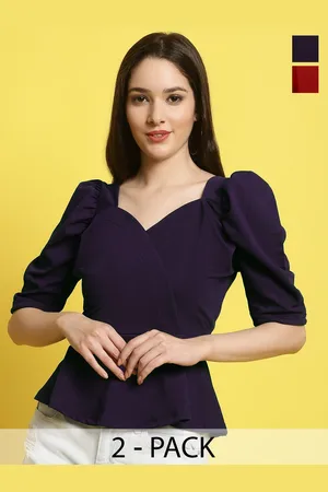 Metronaut Women Pack Of 2 Sweetheart Neck Peplum Top