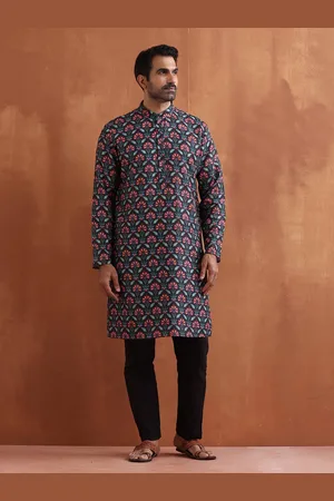 trueBrowns Ethnic Motifs Printed Mandarin Collar Straight Kurta