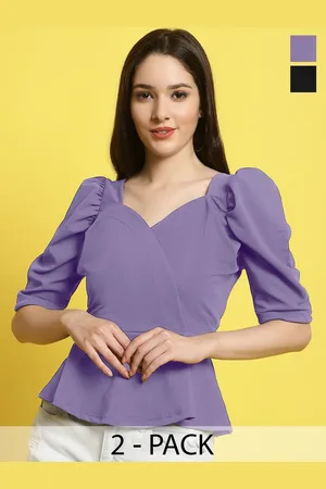 Metronaut Women Pack Of 2 Sweetheart Neck Crop Peplum Top