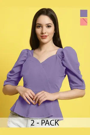 Metronaut Women Pack Of 2 Sweetheart Neck Peplum Top