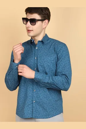 V-Mart Men Classic Spread Collar Floral Checked Cotton Slim Fit Casual Shirt