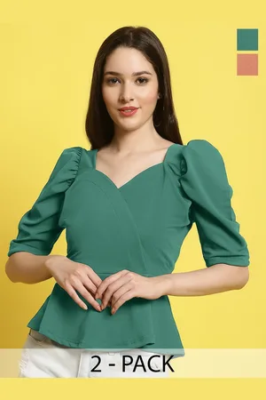 Metronaut Women Pack Of 2 Sweetheart Neck Peplum Top