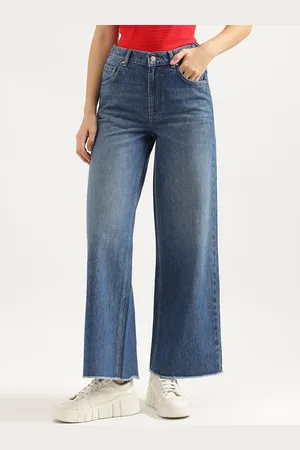 Benetton Women Cotton Wide Leg High-Rise Jeans
