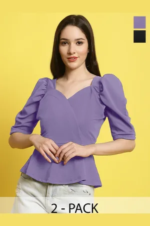 Metronaut Women Pack Of 2 Sweetheart Neck Crop Top