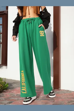 DressBerry Women Urban Knitwear Printed Wide Leg Track Pants