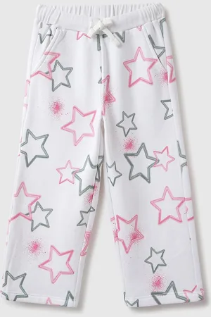 Benetton Girls Printed Cotton Mid Rise Regular Fit Track Pants