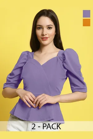 Metronaut Women Pack Of 2 Sweetheart Neck Peplum Top
