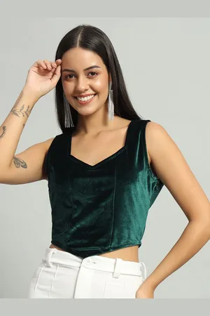 VAARARO Women Sleeveless Velvet Party Saree Blouse