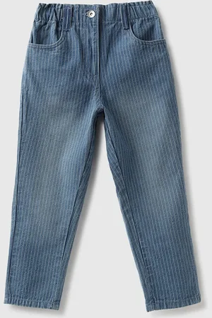 Benetton Girls Cotton Striped Casual Trousers