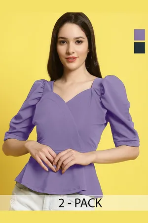 Metronaut Women Pack Of 2 Sweetheart Neck Peplum Top