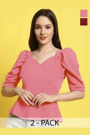 Metronaut Women Pack Of 2 Sweetheart Neck Crop Top