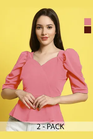 Metronaut Women Pack of 2 Sweetheart Neck Crop Top