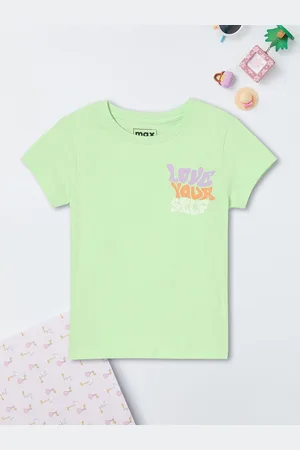 Max Collection Girls Typography Printed Round Neck Cotton T-shirt
