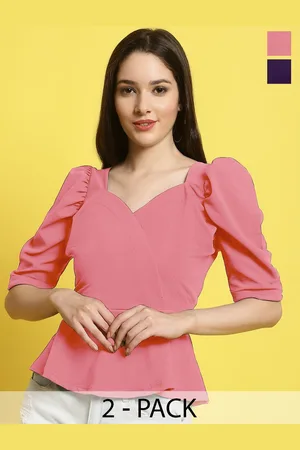 Metronaut Women Pack Of 2 Sweetheart Neck Crop Top