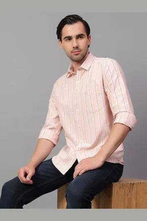 CANTABIL Men Spread Collar Vertical Striped Cotton Slim Fit Casual Shirt