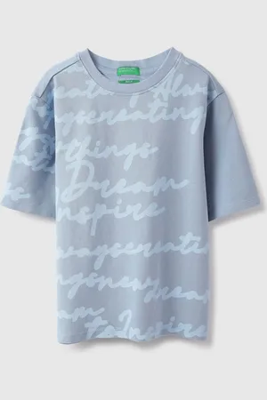 Benetton Boys Typography Printed Round Neck Pure Cotton Oversized T-shirt