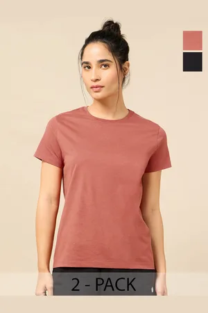 Cult Women Pack Of 2 Bio Finish Solid Round Neck Cotton T-shirts