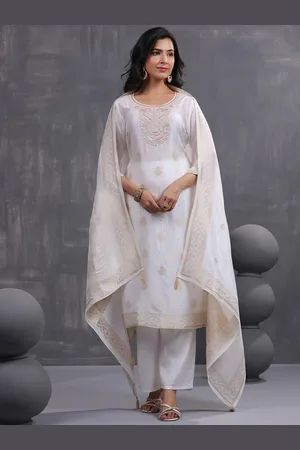 SCAKHI Floral Regular Sequinned Kurta with Palazzos & Dupatta