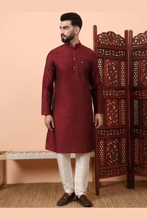 Latest Chikan Garments Band Collar Dupion Silk Straight Kurta With Churidar