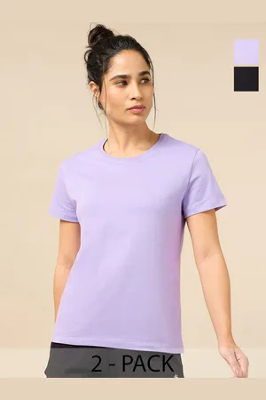 Cult Women Pack Of 2 Bio Finish Solid Round Neck Cotton T-shirts