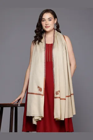 Cayman Ethnic Motifs Embroidered Woollen Shawl