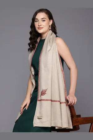 Cayman Ethnic Motifs Embroidered Woollen Shawl
