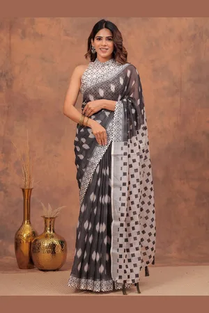 heartLoom Geometric Printed Saree With Blouse Piece
