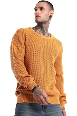 WROGN Men Cable Knit Round Neck Pullover