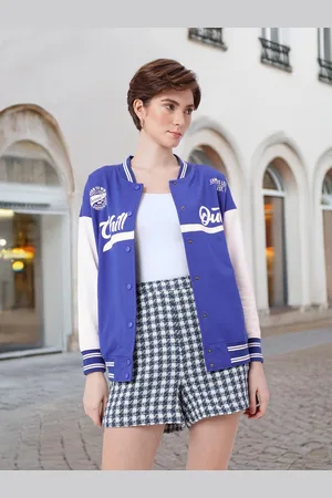 DressBerry Athletic Edge Printed Relaxed Fit Varsity Jacket