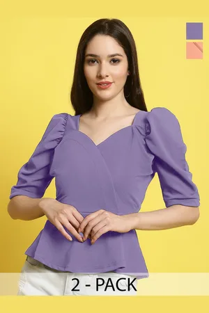 Metronaut Women Pack Of 2 Sweetheart Neck Peplum Top