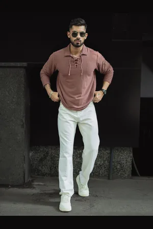 Powerlook Men Self Design Polo Collar T-shirt