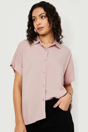 Max Collection Women Spread Collar Solid Casual Shirt