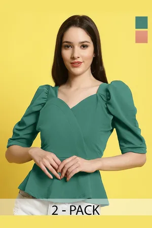 Metronaut Women Puff Sleeves Crop Top