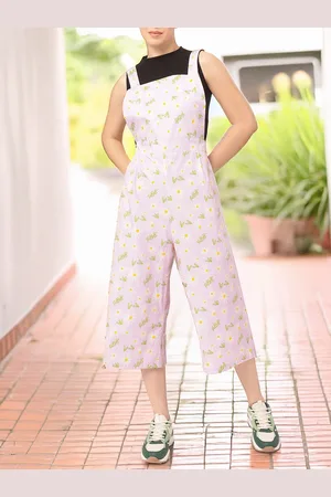 DressBerry Vibrant-Blooms Floral Printed Shoulder Straps Jumpsuit