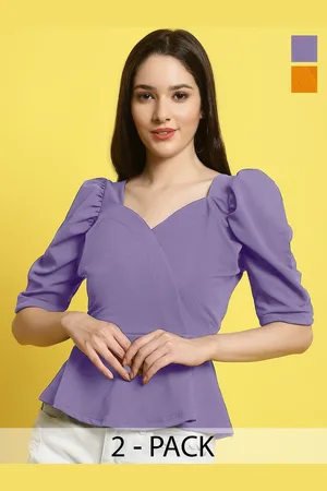 Metronaut Women Pack Of 2 Sweetheart Neck Crop Peplum Top