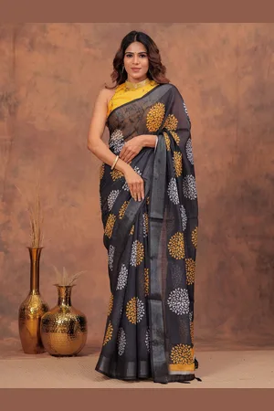 heartLoom Floral Printed Saree with Blouse Piece