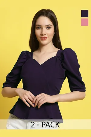 Metronaut Women Pack Of 2 Sweetheart Neck Peplum Top