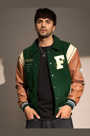 FUGAZEE Men Brand Logo Embroidered Varsity Jacket
