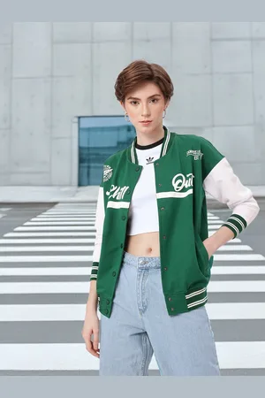 DressBerry Sporty Edge Printed Relaxed Fit Varsity Jacket