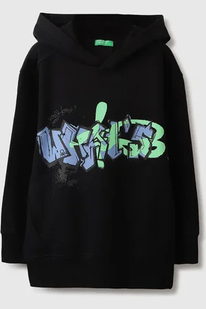 Benetton Boys Graphic Printed Hooded Pullover Sweatshirt