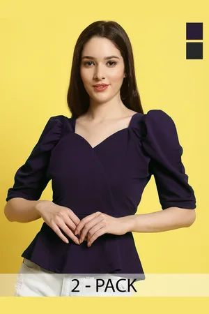 Metronaut Women Pack Of 2 Sweetheart Neck Peplum Top
