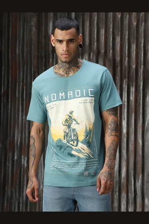 High Star Men Moto Racer Printed Regular Fit Cotton T-shirt
